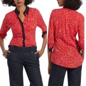 Anthropologie Maeve Red Polka Dot Button Down